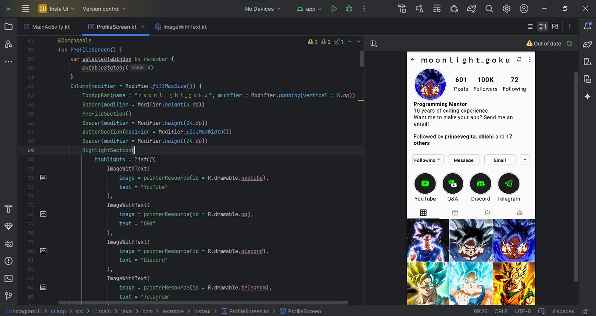 doctor_dev69's tweet photo. Day 30 of #30DaysOfCompose:

I made it to the finish line! and today I created an Instagram profile UI to wrap up this amazing journey.

A huge thank you to everyone who followed along and supported me.

#AndroidDev
#Kotlin
#JetpackCompose
#LearnInPublic https://t.co/Q9OvUr24GQ