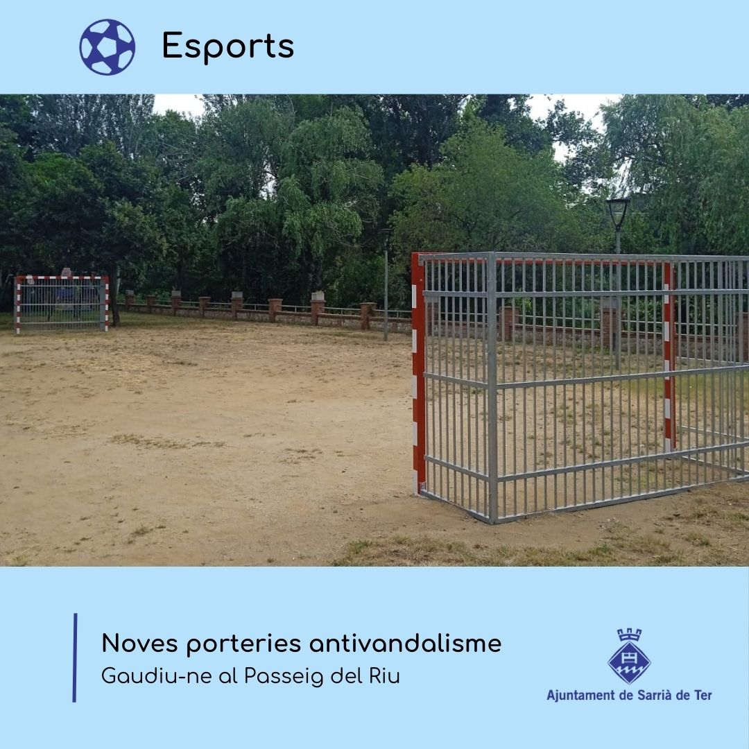 ⚽🥅 Instal·lades dues noves porteries antivandalisme al Passeig del Riu de Sarrià de Baix, responent a una demanda de l'Associació de Veïns. Amb una inversió de 2.758,80 euros, contribuïm així a millorar els espais esportius del municipi. Us convidem a gaudir-les al màxim!