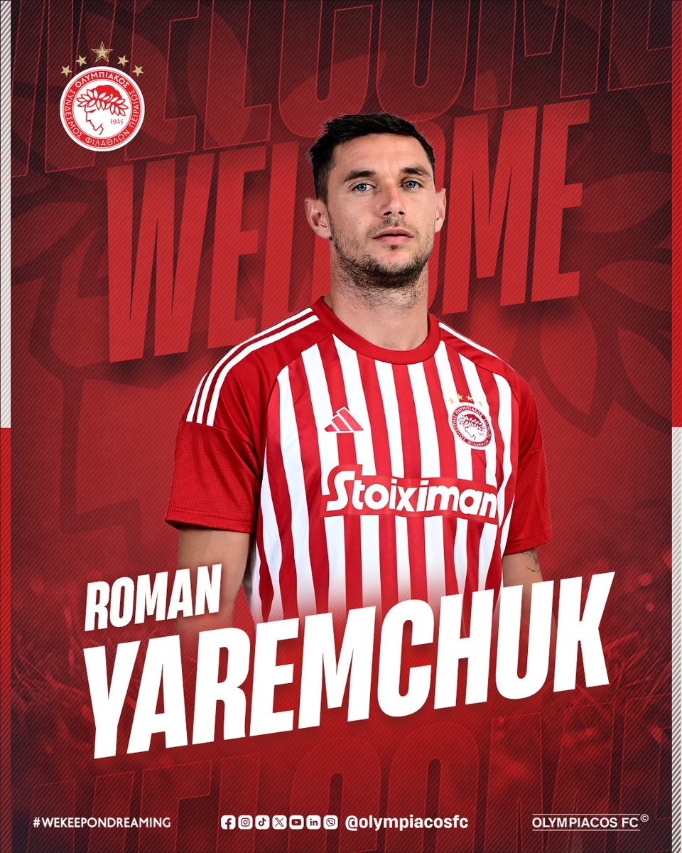 olympiacosfc's tweet photo. 🔴⚪ Roman Yaremchuk welcome to 𝐎𝐋𝐘𝐌𝐏𝐈𝐀𝐂𝐎𝐒!

#Olympiacos #Welcome #Transfer #Yaremchuk #WeKeepOnDreaming https://t.co/m9QrwCmOVF