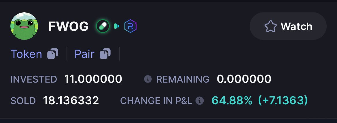 Added a quick little 2 sol trade to the day with $FWOG

$67 wallet up to $1,868