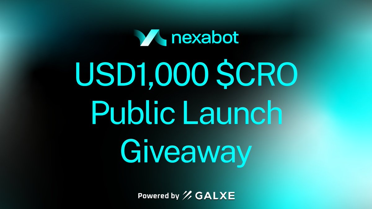 🎊 Celebrating our public launch with a USD1,000 $CRO giveaway, powered by <a href="/Galxe/">Galxe</a>

1️⃣ Complete simple quest 👉 app.galxe.com/quest/cronos/G…
2️⃣ Generate a wallet on t.me/thenexabot
3️⃣ 10 winners to be picked

⏳ Ends: 13 Aug, 9am UTC