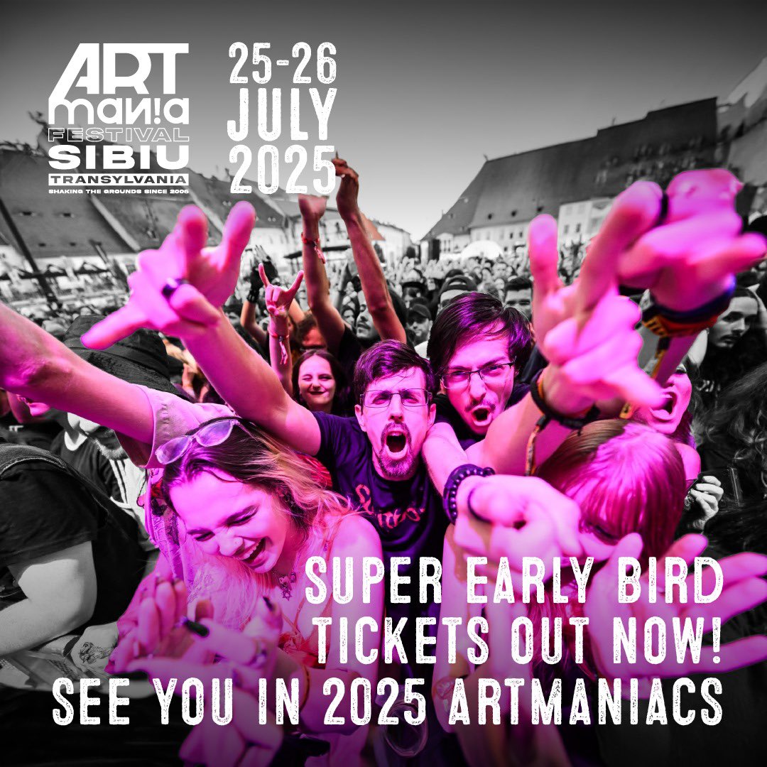 Tickets for ARTmania 2025 are already available 🤟

If you want to lock in your plans for ARTmania 2025, hurry up and grab your tickets today. 

🎟️ Tickets are available only on artmaniafestival.ro.