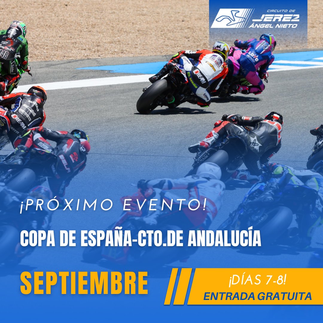 circuitodejerez's tweet photo. #felizmiercoles
1ª prueba tras el verano….🏁👉Copa de España y Campeonato de Andalucía de motociclismo.
Entrada gratuita
#rfme #fam #famotos #circuitodejerezangelnieto https://t.co/ycY3alKRDo