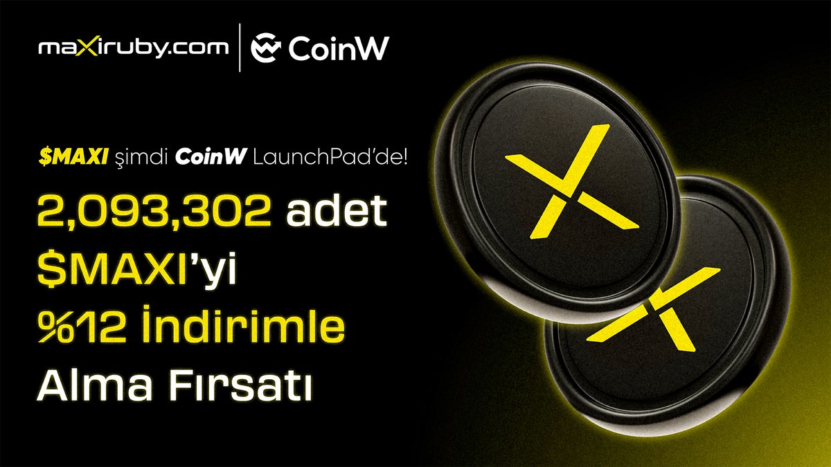 MaxirubycomTR's tweet photo. %12 İndirimli MAXI Flaş Satışı CoinW'de başladı!

2.093.302 $MAXI token için mevcut!

İndirimli olarak 100 USDT değere varan MAXI alın!  

📅 30 Temmuz, 14:00 - 19:00 

Katılmak için: https://t.co/YXHA5OoCoD 

Daha fazla bilgi için: https://t.co/85a6pCcwPD 

#MaxiRuby #CoinW #listingsoon