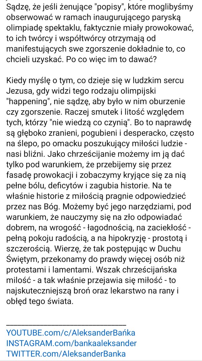 AleksanderBanka's tweet photo. OLIMPIJSKIE "INTRO" - STUDIUM UPADKU

Aroganckie wmawianie wszystkim, którzy czują się dotknięci tym, co zobaczyli, że widzieli nie to, co, widzieli, kryje w sobie tą samą hipokryzję, co próba przekonania wszystkich wokoło, że złodziej to nie złodziej, tylko uczciwy inaczej. https://t.co/nf5hchSpSZ