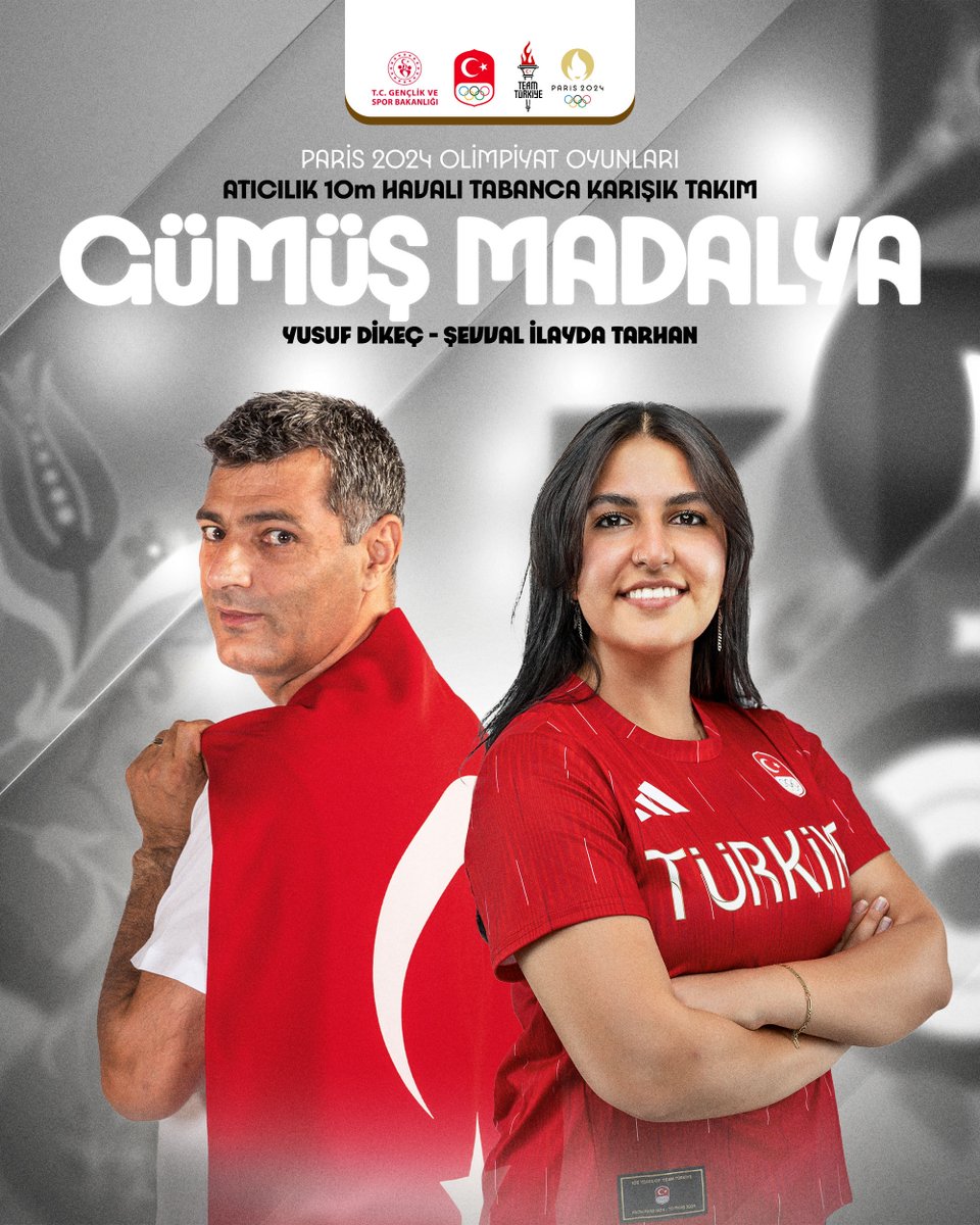 💫ATICILIKTA OLİMPİYAT İKİNCİSİYİZ!

🥈#Paris2024 Olimpiyat Oyunları'nda Şevval İlayda Tarhan ve Yusuf Dikeç'ten oluşan 10m Havalı Tabanca Karışık Takımımız, finalde Sırbistan'a 16-14 mağlup olarak Olimpiyat 2'ncisi oldu.🔫

🇹🇷Ülkemize Paris'te 2. madalyasını getiren takımımız,