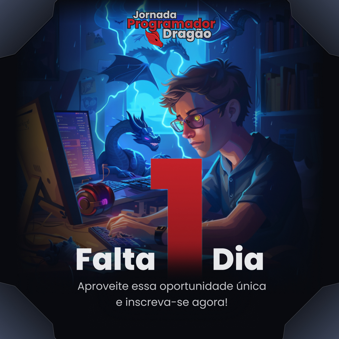 TrustedSchool's tweet photo. ⏰Falta apenas 1 dia! Amanhã começa a introdução "Jornada do Programador Dragão". Está preparado para uma verdadeira transformação? Comenta aqui!

Ainda dá tempo de se inscrever e participar dessa jornada épica: https://t.co/4W2CTUNyxo https://t.co/pOmLRG0tnA