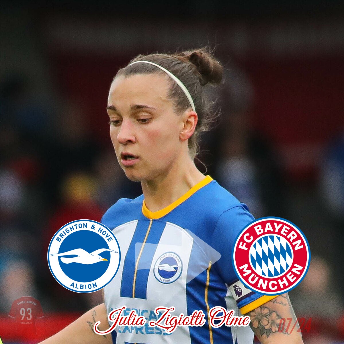 Die FC Bayern Frauen haben Julia Zigiotti Olme von Brighton and Hove Albion verpflichtet.

Sie bekommt einen Vertrag bis 2026.

#fcbayernfrauen