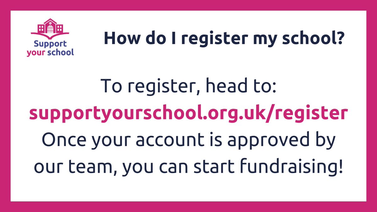 Supportyoursch's tweet image. Thinking about joining our platform? Here&apos;s how⬇️

There&apos;s no cost involved with Support your school, either! 100% of donation go towards resources for your school.

Register today: supportyourschool.org.uk/register