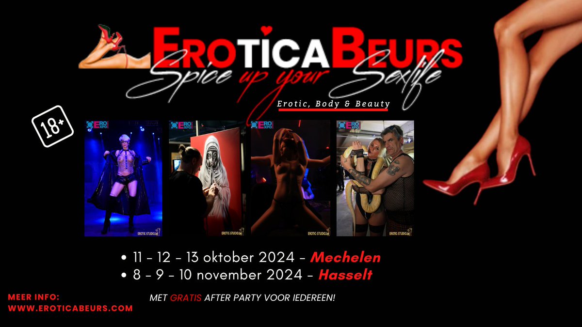 Grote aankondiging! We zijn bezig met de verleidelijke nieuwe editie van de Erotic, Body &amp; Beauty Beurs in Mechelen &amp; Hasselt!
Verwacht zinderende verrassingen, zwoele workshops en ondeugende ervaringen die je stoutste dromen overtreffen.
#EBB2024 #Mechelen #Hasselt #SpicySecrets