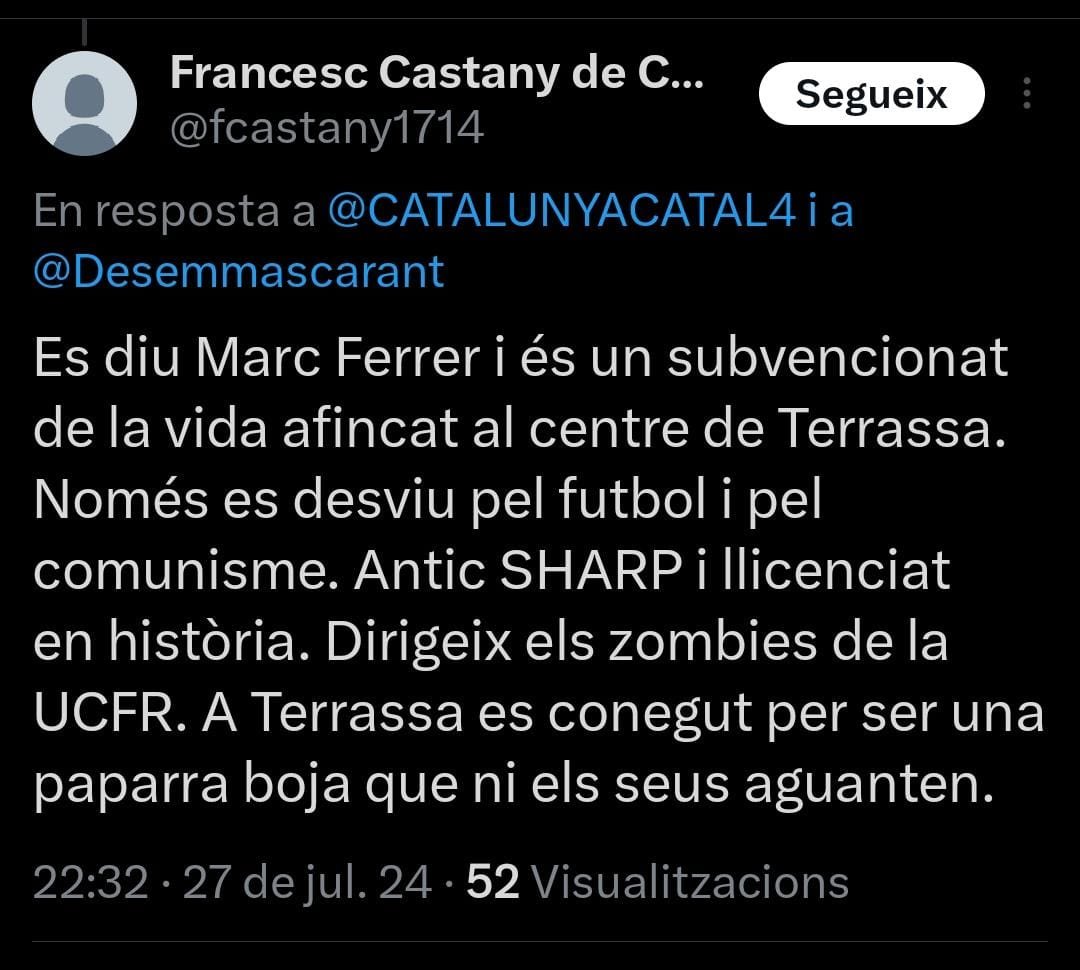 UCFR Terrassa (Unitat Contra Feixisme I Racisme) tweet media
