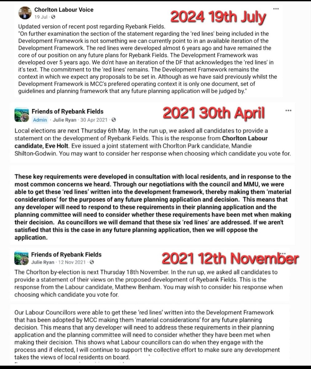 In statements provided by candidates before local elections in 2021 it was claimed that councillors had got their 'red lines WRITTEN into the Development Framework' making them MATERIAL CONSIDERATIONS. This was not the case, and that claim has been withdrawn.
