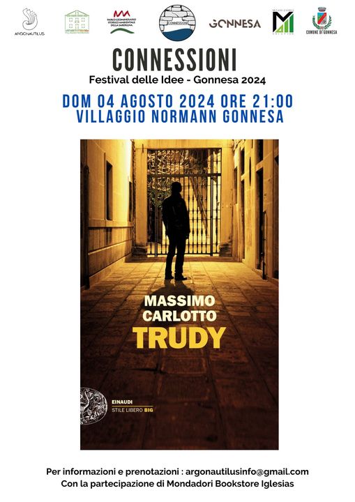 PROMEMORIA
CONNESSIONI GONNESA
DOM 04 luglio VILLAGGIO NORMANN ore 21:00
MASSIMO CARLOTTO