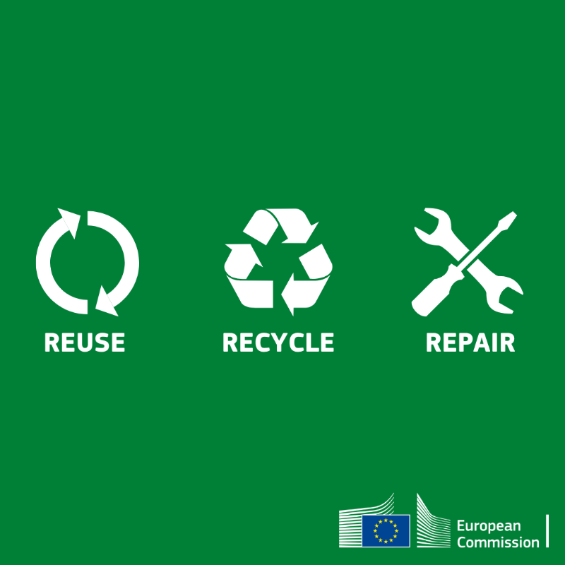EU_Commission's tweet photo. Revive and restore – give your products a second life.

New EU rules enter into force today &amp; will make it easier for consumers to repair goods after the legal guarantee expires.

Repairing saves money &amp; resources &amp; leads to less waste and greenhouse gas emissions.

#EUGreenDeal
