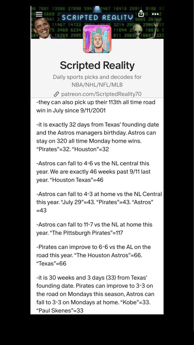 scriptedreal1ty's tweet image. Here are the full decode for all of the picks that were posted to the patreon tonight (7/29