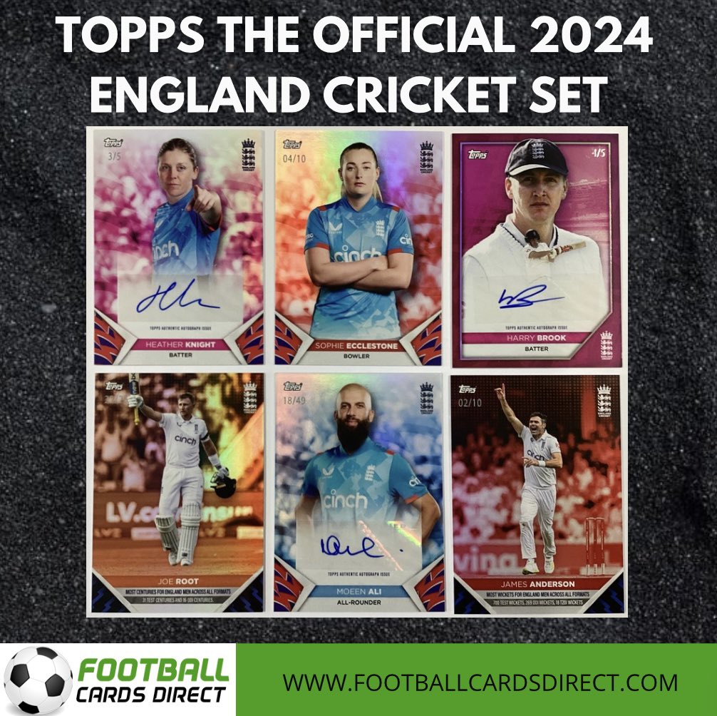 FCDirect's tweet image. Would have been nice to have seen a Jimmy Anderson auto but regardless this is a great set for cricket fans and collectors alike.
Low print run with some cracking autos makes this a superb set from @topps_uk