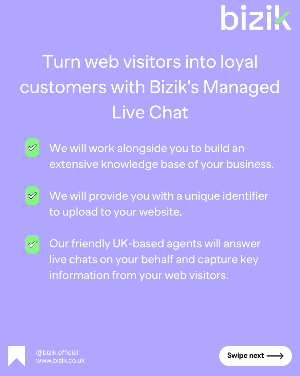bizik_official's tweet image. Boost your customer satisfaction and sales with Bizik's Managed Live Chat Service! Engage visitors instantly, provide real-time support, and watch your customer satisfaction increase. Contact us today to learn more! #CustomerSupport #LiveChatService #Bizik #BizikManagedLiveChat