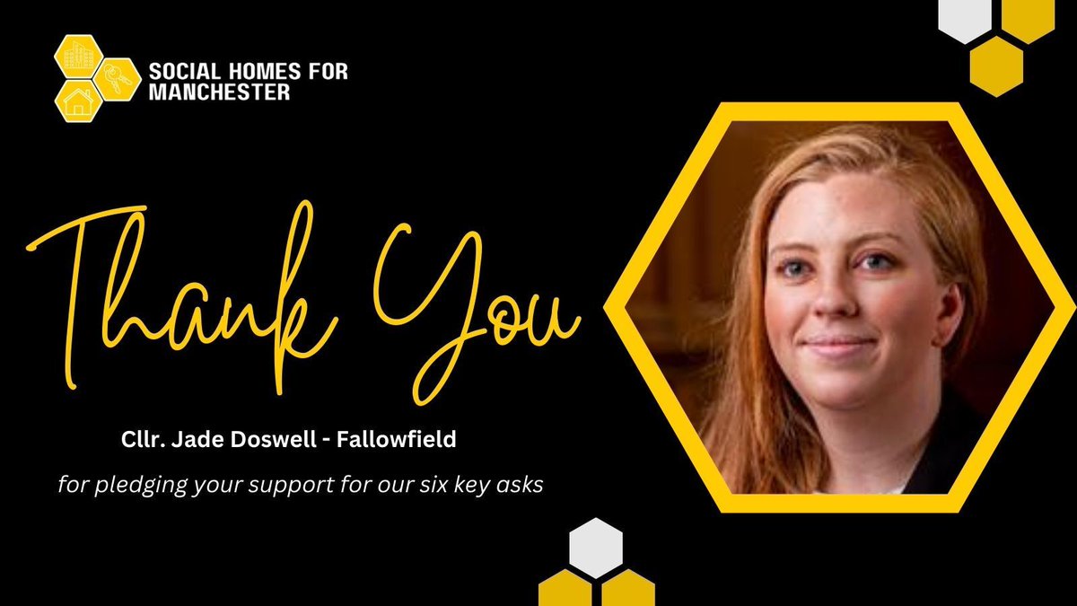 Social Homes for Manchester Coalition (@socialhomes4mcr) on Twitter photo Thanks to <a href="/JadeDoswelll/">Jade Doswell</a> for pledging support for our six key asks! Please keep writing to your local councillor if they haven't pledged yet! buff.ly/3W8vG8s Thanks to <a href="/JadeDoswelll/">Jade Doswell</a> for pledging support for our six key asks! Please keep writing to your local councillor if they haven't pledged yet! buff.ly/3W8vG8s