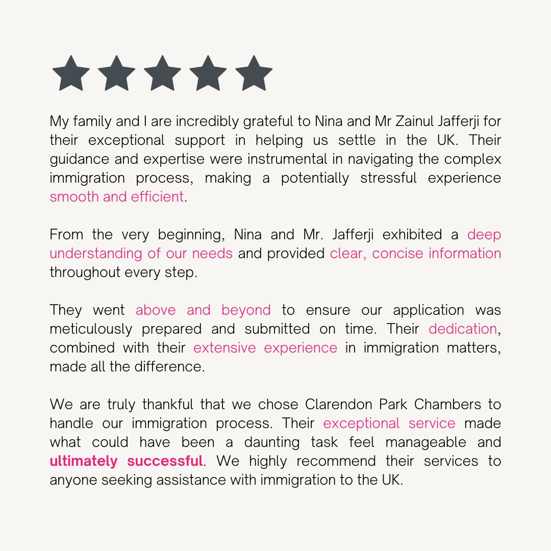 🌟 We’re delighted to receive another positive review. At Clarendon Park Chambers, we pride ourselves on providing outstanding support and expertise to our clients. 🌟