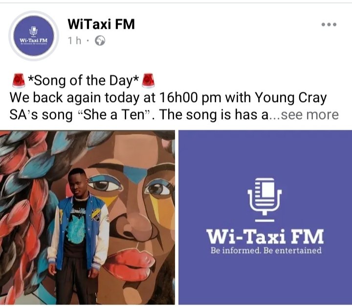 Tune in guys round 4PM <a href="/WiTaxiFM/">WiTaxi FM</a>  #youngcraysa #r 

streema.live/radio