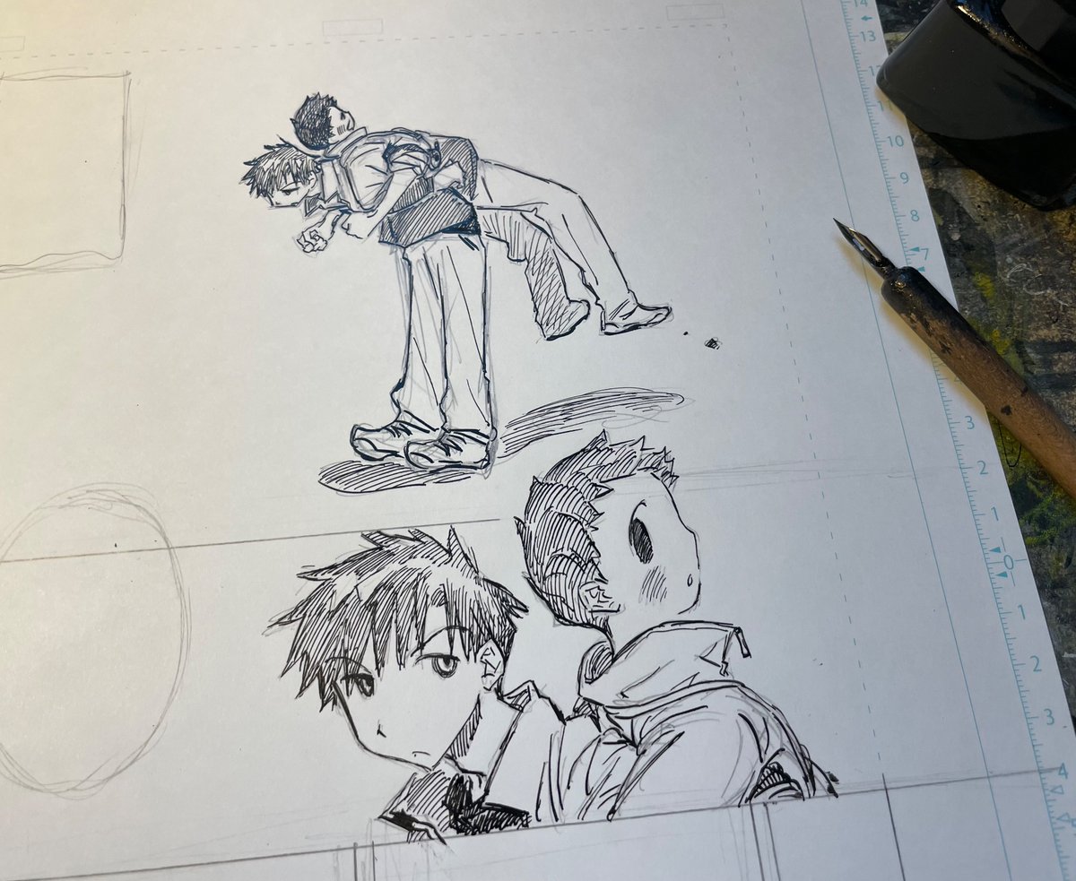 작업을 좀 일찍 마치고 <용과 달과 장미> 다음 화도 약간 그렸다.
수작업의 갈증도 있고 퀄리티를 조절해서라도 둘의 이야기를 그리고 싶기에.