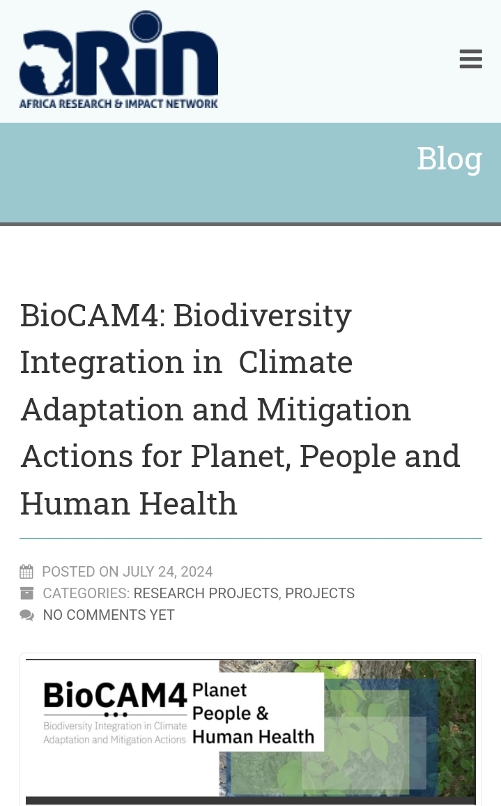 <a href="/arin_africa/">Africa Research & Impact Network</a>  partners with <a href="/Radboud_Uni/">Radboud University</a>, <a href="/GreaterVirunga/">GVTC</a>, <a href="/CATIEOficial/">CATIE</a>, <a href="/YorkUniversity/">York University</a>, <a href="/IDOS_research/">IDOS_research</a> &amp; <a href="/DIGHR_YorkU/">Dahdaleh Institute for Global Health Research</a> on BioCAM4! The project seeks to integrate biodiversity into climate action and is funded by @researchuoft, <a href="/dfg_public/">DFG public | @dfg_public@wisskomm.social</a> &amp; <a href="/ESRC/">Economic and Social Research Council</a>. 
More: shorturl.at/t6U2t