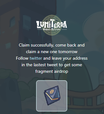 ctomwong's tweet photo. @AtoyMarket @LumiterraGame @Ronin_Network 0x7ba046a9298e71605c033eee2420e7737fadb4a3 https://t.co/oB0c7ApGg2