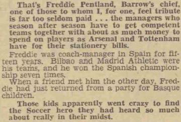 #OnThisDay in 1938 the Daily Mirror reported that the legendary Fred Pentland made an appearance at a party for Basque refugees who were being cared for in Britain during the Spanish Civil War. ‘El Bombín’ was managing Barrow at the time. #AthleticClub #RefugeesWelcome #StopWar