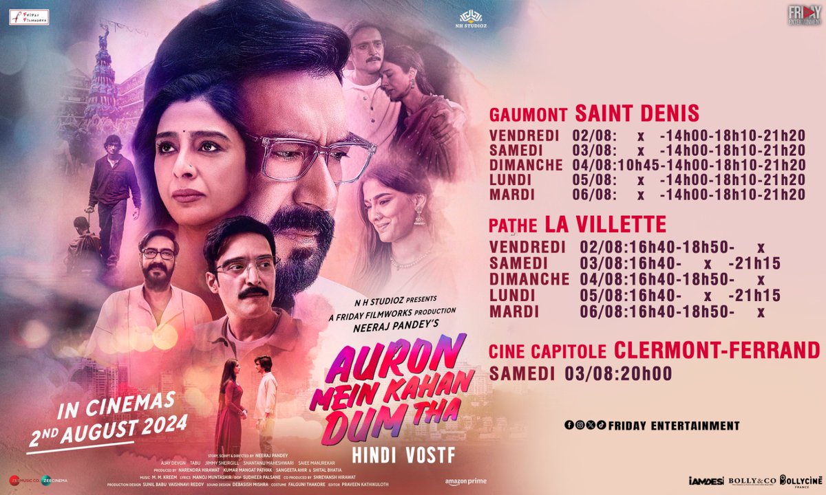 Friday Entertainment (@fridayentmt) on Twitter photo Un histoire d'amour à l'ancienne avec les Evergreen <a href="/ajaydevgn/">Ajay Devgn</a> et #Tabu
#AuronMeinKahanDumTha sort au cinéma ce 2 aout en #France 🇫🇷 en Hindi Vostf Un histoire d'amour à l'ancienne avec les Evergreen <a href="/ajaydevgn/">Ajay Devgn</a> et #Tabu
#AuronMeinKahanDumTha sort au cinéma ce 2 aout en #France 🇫🇷 en Hindi Vostf