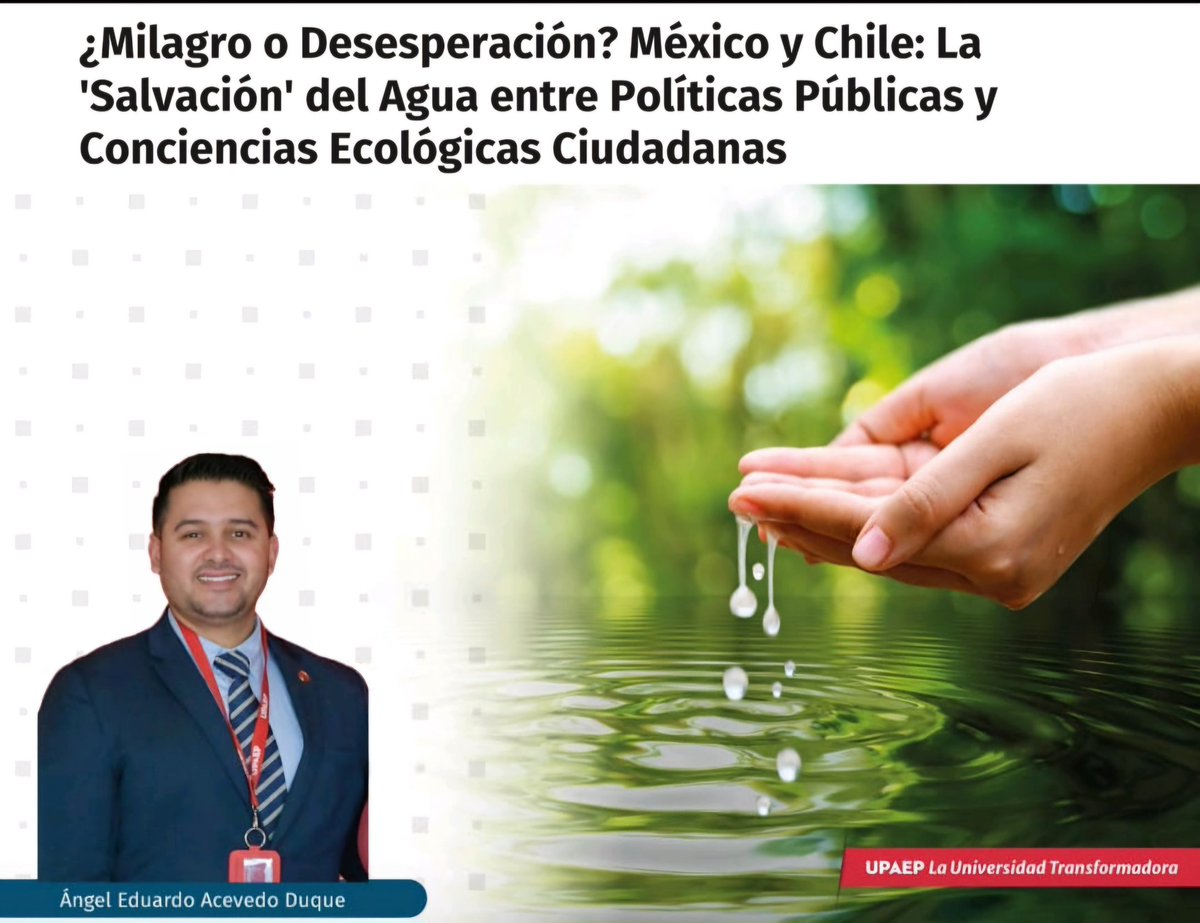Estimada Red. 
Estoy emocionado de compartir nuestra reciente publicación en medios internacioles, agradezco a la <a href="/UPAEP/">UPAEP</a>  por la difusión de nuestra investigación colaborativa sobre la gestión del agua💧 lnkd.in/eUsgT2KQ
<a href="/autonomadechile/">Universidad Autónoma de Chile</a>
<a href="/ciencias_chile/">Centro de Comunicación de las Ciencias</a>
<a href="/UAinvestigacion/">Vicerrectoría de Investigación y Doctorados UA</a>