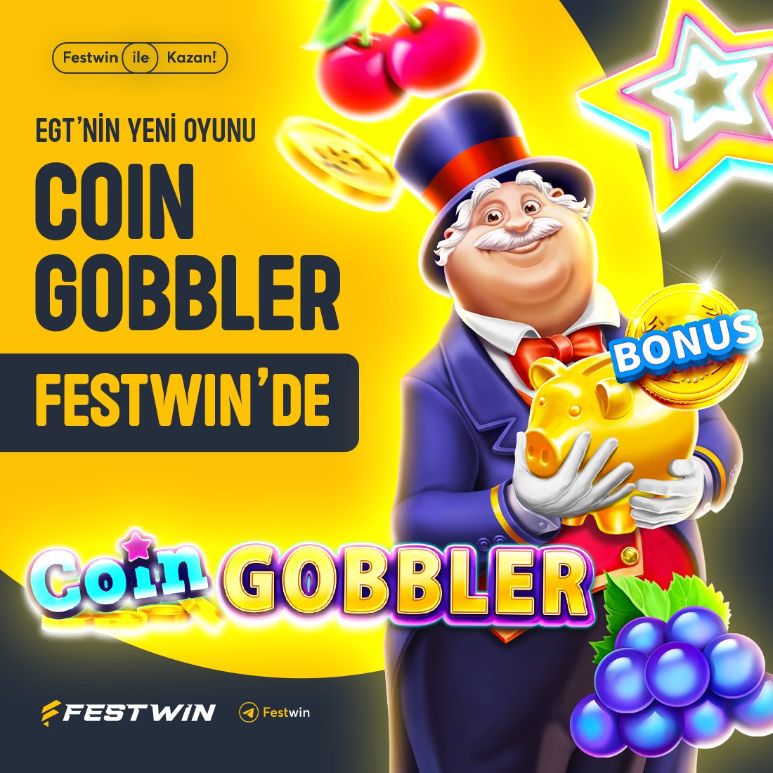 🆕 Festwin'de EGT'nin Son Bombası Coin Gobbler ile Büyük Kazan!

💰 Coin Gobbler Özel %25 Çevrimsiz yatırım bonusu ile kazancınızı katlayın! EGT 'nin yeni oyunu ile büyük kazançlara hazırlanın şimdi Minimum 100 TL yatırım yaparak %25 Çevrimsiz bonus kazanın!