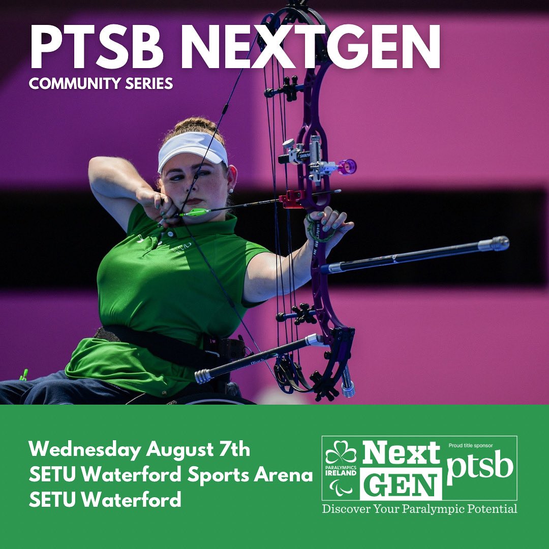 PTSB NextGen Community series will be making its second stop in Waterford on August 7th!

Are you currently involved in Para Sport or want to become involved?

Do you want to be part of the next generation of Irish Paralympians?

Head to paralympics.ie/ptsb-nextgen-t… to sign up!