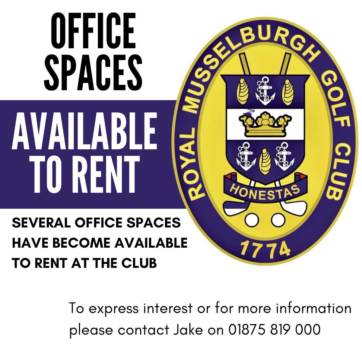 Office spaces available to rent. Anyone interested who may like further information please contact Jake on 01875 819 000