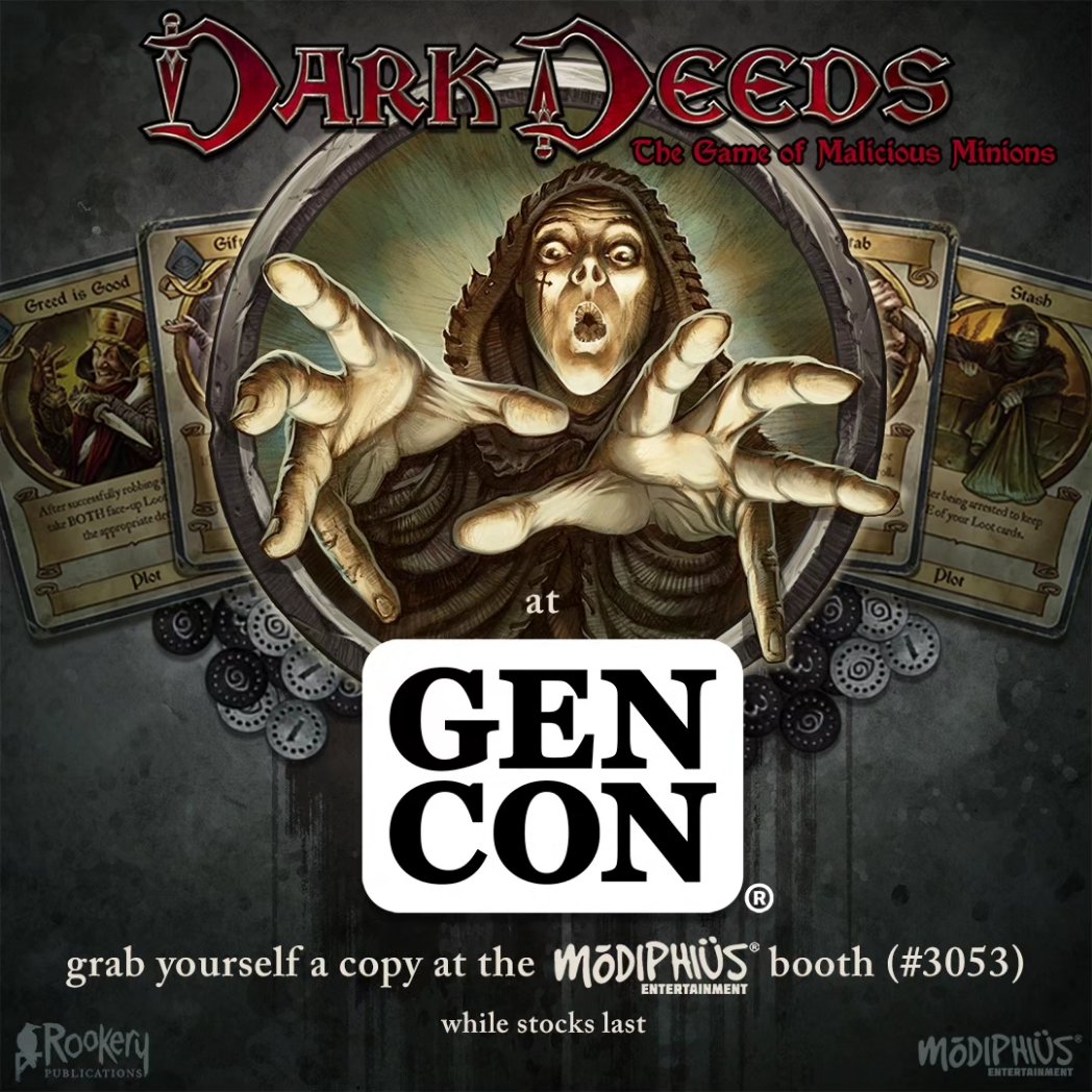 RookeryP's tweet image. The long wait is almost over: the lovely folks at @Modiphius will be at @Gen_Con this week, with copies of Dark Deeds for sale at their booth. The Patron wishes you to secure a copy, but be quick: supplies are limited...

#DarkDeeds #RookeryPublications
#Modiphius #GenCon2024