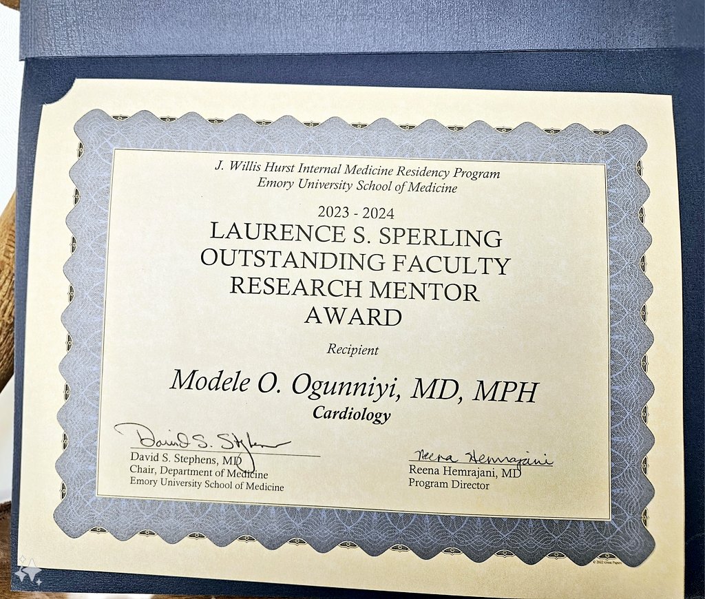 Modele Ogunniyi, MD, MPH (@modeldoc) on Twitter photo A mentor must display humanism & genuine interest in the progress & welfare of her mentees. For me, mentoring is a personal life-long commitment to facilitate equitable & inclusive mentorship for trainees. Thank you, <a href="/EmoryDeptofMed/">Emory Department of Medicine</a> Residents for this great honor #PayItForward A mentor must display humanism & genuine interest in the progress & welfare of her mentees. For me, mentoring is a personal life-long commitment to facilitate equitable & inclusive mentorship for trainees. Thank you, <a href="/EmoryDeptofMed/">Emory Department of Medicine</a> Residents for this great honor #PayItForward