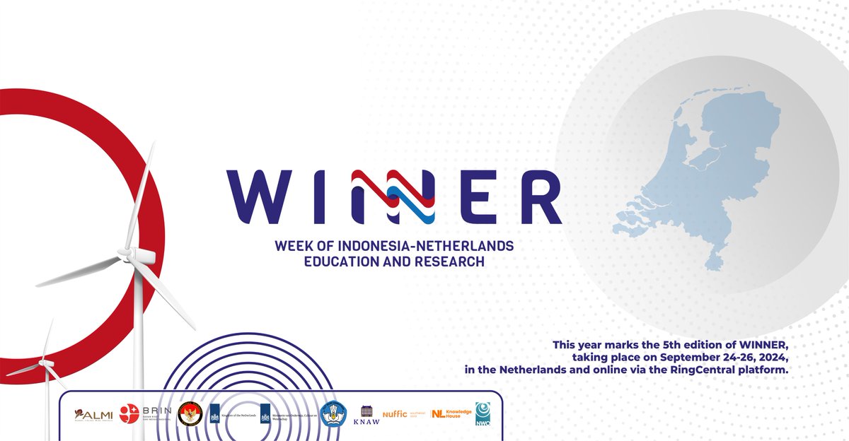 We proudly announce the 5th Jubilee edition of WINNER, Sept 24-26, 2024! 🌐 Hybrid: Netherlands &amp; online via RingCentral. FREE &amp; open to the public. Register: bit.ly/winner2024reg #WINNER2024