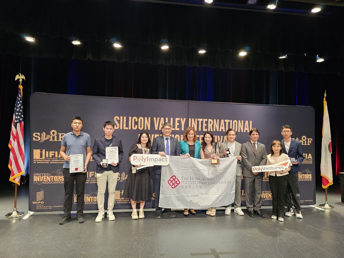🎉 Another achievement unlocked by #PolyUResearch! Our research teams garnered nine prestigious awards at the 2024 Silicon Valley International Inventions Festival (SVIIF), including a semi-grand prize, two special prizes, five gold medals, and one silver medal. 🏆 This serves as