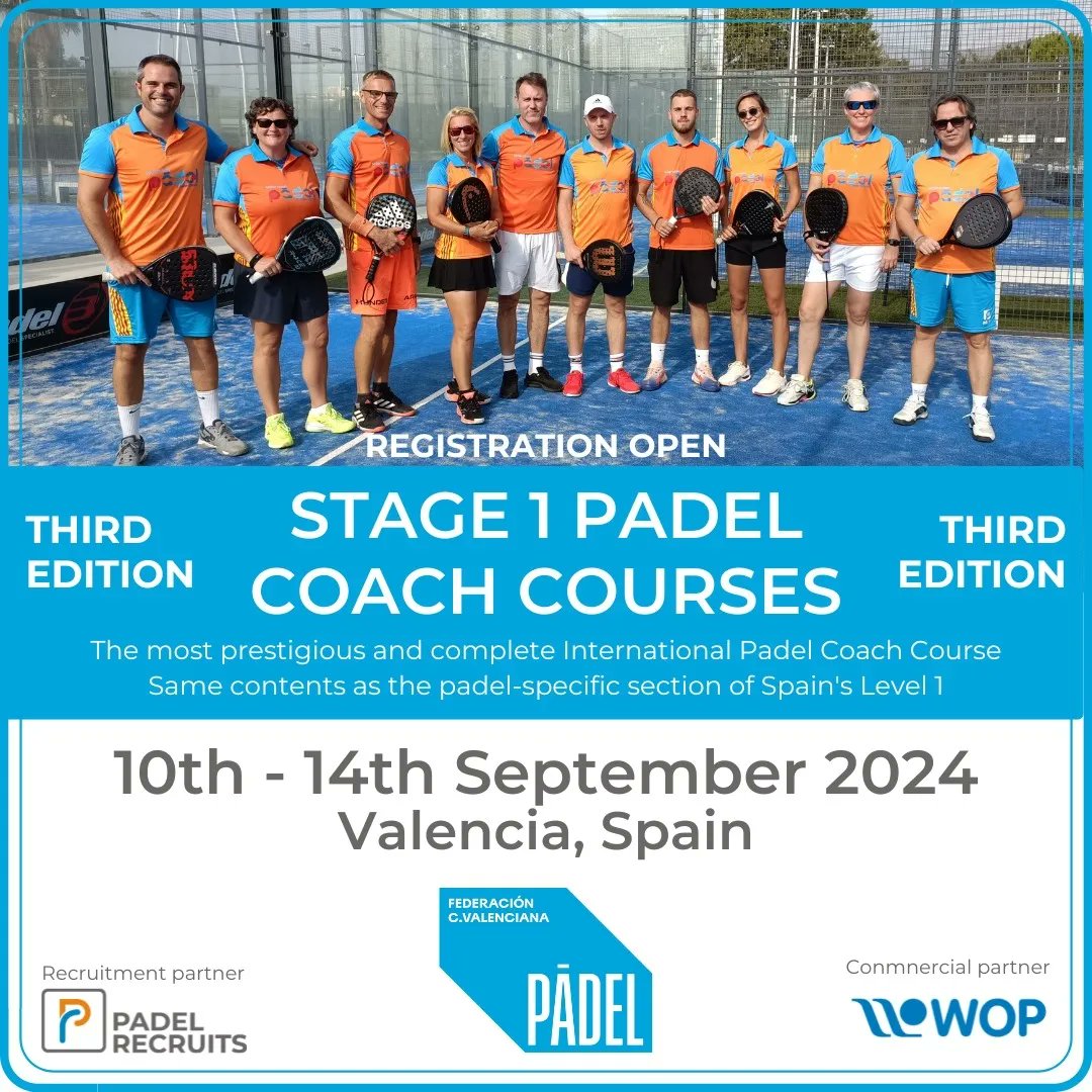 𝗛𝗘𝗥𝗘 𝗪𝗘 𝗚𝗢! ⚪🔵

🔓 NEW STAGE 1 INTERNATIONAL PADEL COACH to learn padel in english has open registration

🔓NUEVO STAGE 1 INTERNATIONAL PADEL COACH para aprender a ser monitor de pádel en ingés ya tiene las inscripciones abiertas

🗓️ 10th-14th september
📍 Valencia