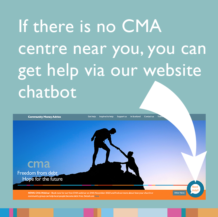 CMA_MoneyAdvice's tweet photo. We have local Centres around the UK, but if there isn't one near you, we can still help you find freedom from debt and hope for the future. Visit our website and click 'need help?' (bottom right) to start a conversation with our Hub.  https://t.co/B8px5gHdoq https://t.co/JXrXb8oukM