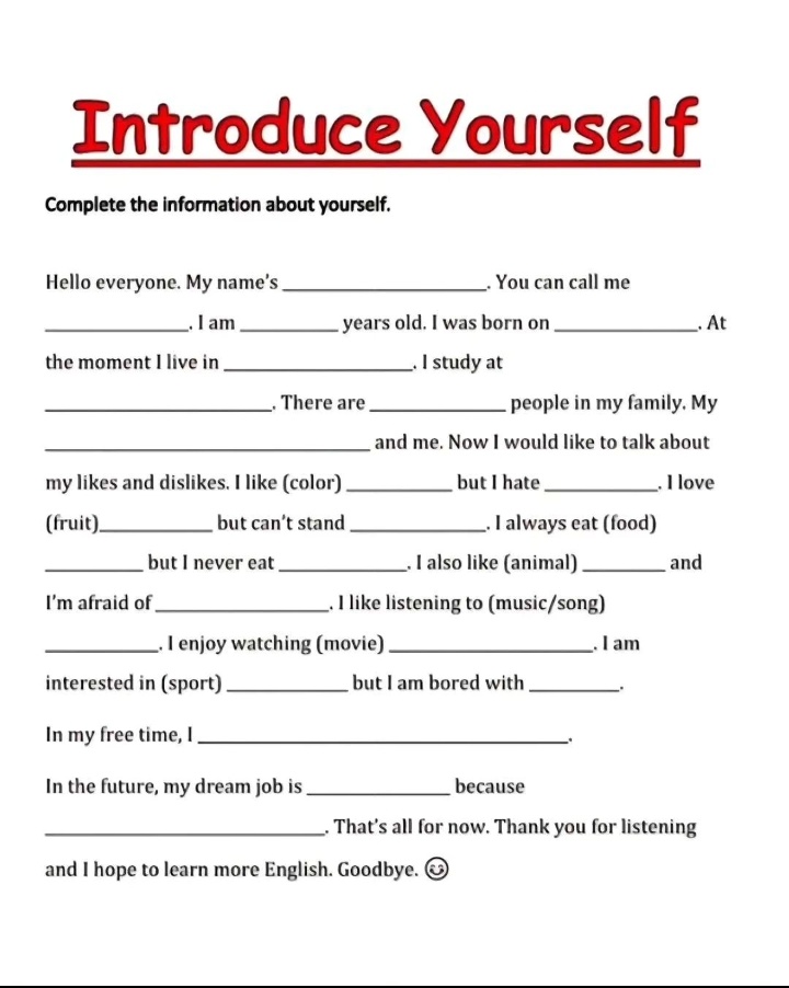 Iearnenglishtip's tweet image. Introduce Yourself.
