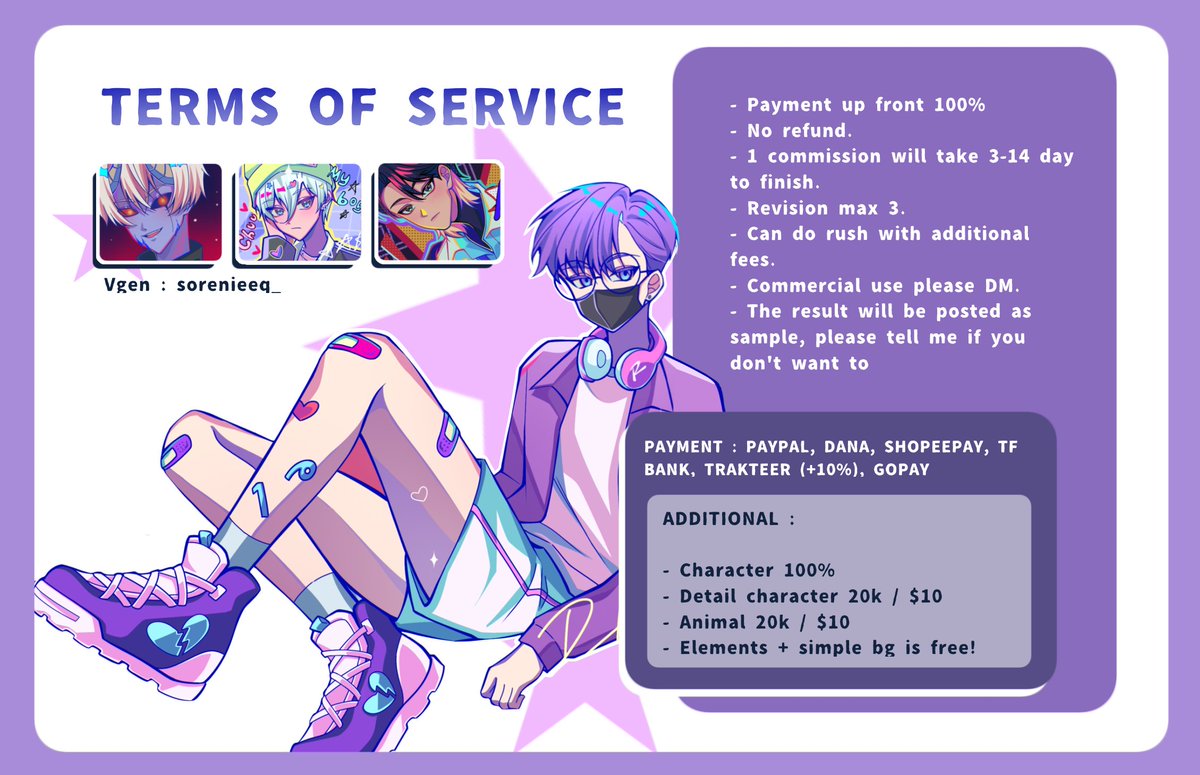 soreniee's tweet photo. Rts &amp; like are very appreciated 

✨ OPEN COMMISSION ✨
For local and international, kindly DM me if you interested! 
5 slot 

intern : 
https://t.co/C6YjIMoI2m

#artidn #commissionopen #vgencomms https://t.co/fzrDkSy0Cx