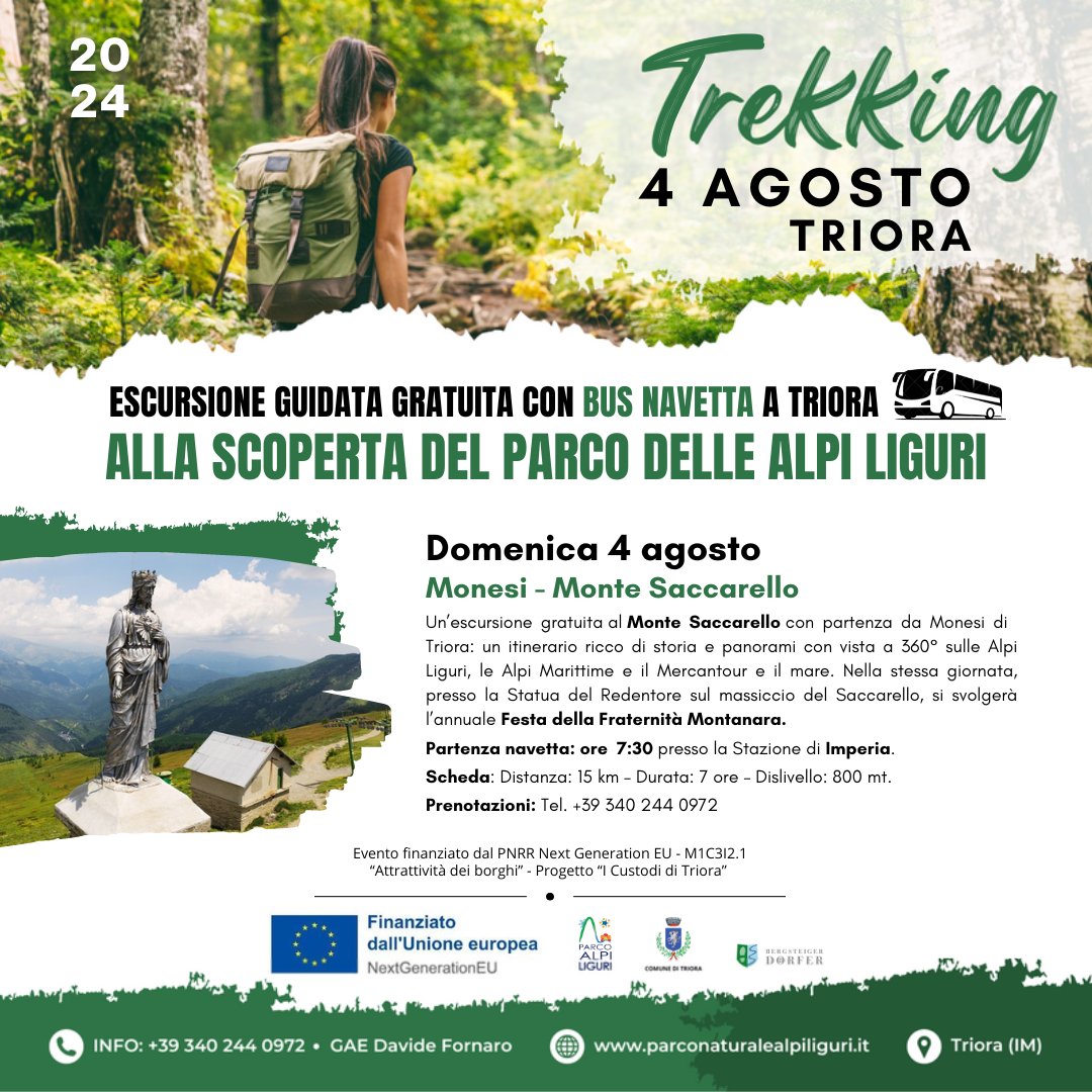 ParcoAlpiLiguri's tweet photo. Domenica 4 agosto appuntamento con un'escursione guidata gratuita con servizio di bus navetta a cura del #ParcoAlpiLiguri da #Monesi al #MonteSaccarello. 

👉 Per saperne di più: https://t.co/pjj14ejcGN https://t.co/r7EtWuhZyC