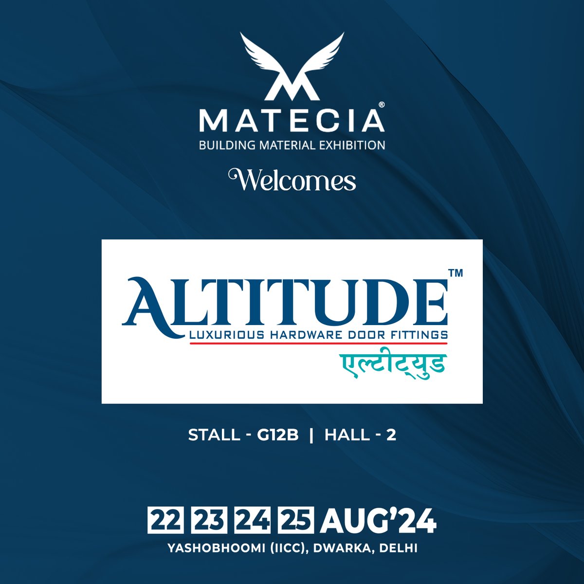 MateciaE's tweet image. We are delighted to welcome 𝐀𝐋𝐓𝐈𝐓𝐔𝐃𝐄 𝐇𝐀𝐑𝐃𝐖𝐀𝐑𝐄 at Stall-G12B, Hall-2 #MATECIA Building Material Exhibition on 22-23-24-25 Aug 2024, Yashobhoomi (IICC), Dwarka, Delhi
.
#altitudehardware #matecia2024 #mymatecia #mateciaexhibition #matecia #architecturedesign