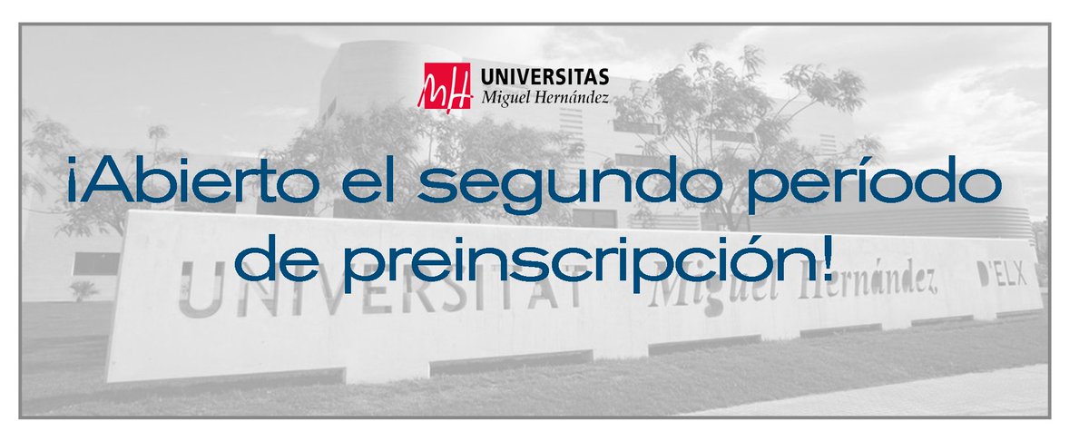 El pasado viernes se abrió el segundo plazo para realizar la preinscripción en el Máster Universitario en Ingeniería de Telecomunicación de la #UMH. Estará abierto hasta el 6 de septiembre y todos los trámites se realizan de forma telemática tinyurl.com/swc8ds6d ¡Os esperamos!