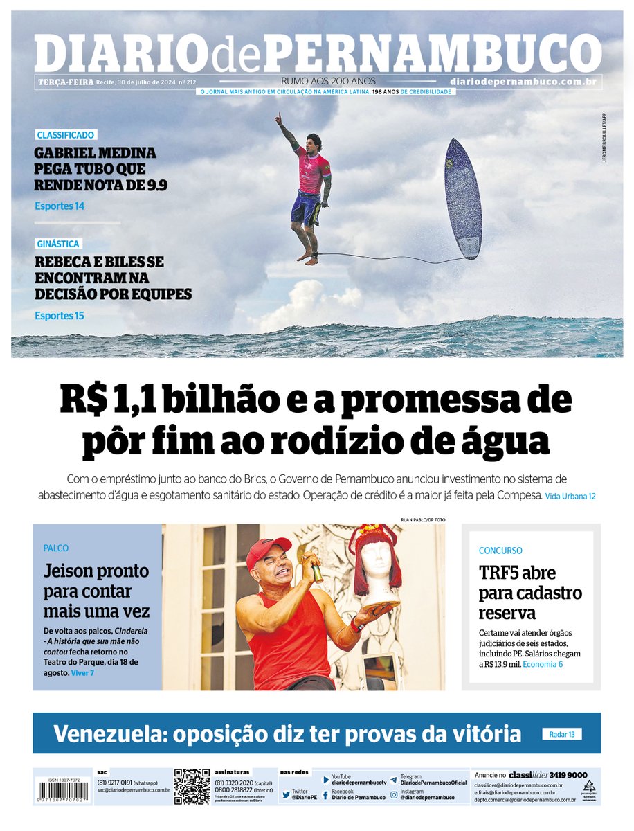 DiarioPE's tweet photo. Veja a capa do Diario de Pernambuco desta terça-feira, 30 de julho de 2024.

Assine a versão digital do Diario em https://t.co/36urByaOrz

#DiariodePernambuco #PE #Pernambuco #DP https://t.co/SOKuUOmKAC