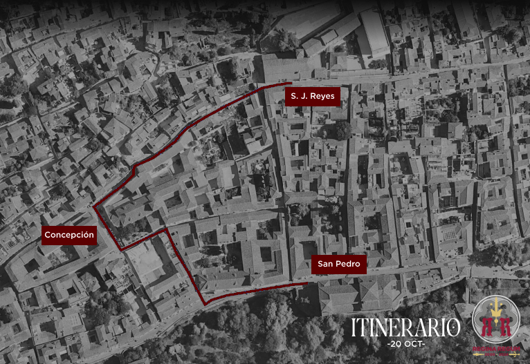 Horario e Itinerario Traslado de Nuestra Señora de los Reyes a la iglesia de San Pedro y San Pablo. Granada 20 de Octubre del 2024