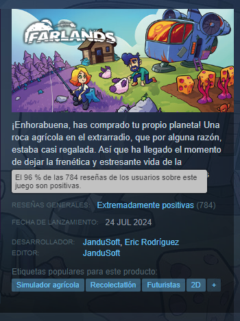 Farlands tiene ya casi 800 reviews, me puse como objetivo llegar a las 1.000 pensando que tardaríamos un par de meses, pero me da que vamos a llegar prontísimo.

Sois los mejores ❤