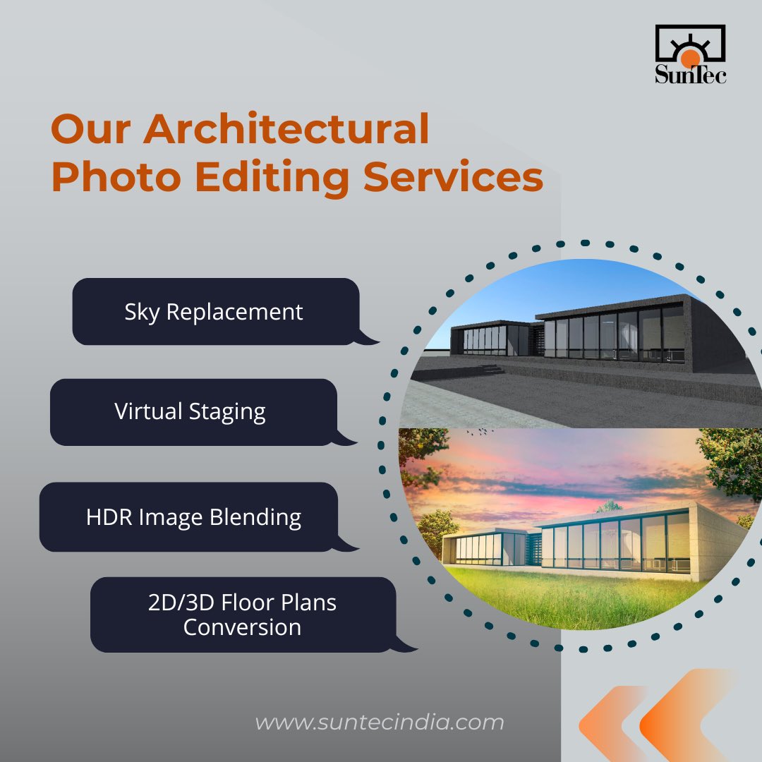 SunTecIndia's tweet image. Are your architectural photos leaving a lasting impression? It is time to enhance their visual appeal by focusing on details. Explore how our architectural photo editing services can help: bit.ly/3yjaDbm

#SunTecIndia #ImageEditingServices