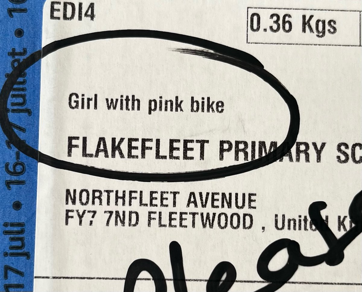 's tweet image. After we put a shout out for a used pink bike for one of our kids and got a new one sent to us anonymously, we also got sent a helmet - THANK YOU!!!!!!
