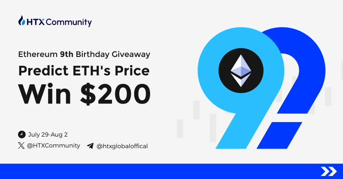 HTX_Global's tweet photo. HTX Celebrates ETH's Birthday!

200 Giveaway: 
🎂 Follow @HTX_Global  @HTXCommunity
🎂 RT+tag 3 
🎂 Join : https://t.co/K7fhOur4pb
📝 Discuss #ETH and market topics on Telegram &amp; Predict ETH's highest price on Aug 1 w/ #HTX_ETH https://t.co/gDL6gDdA8B